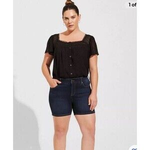 NEW Torrid Womens 24 Blue 5" Bombshell Premium Stretch High-Rise Denim Shorts
